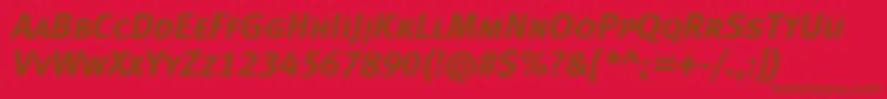 MetaboldcapslfcItalicフォントについての詳細 フォントMetaboldcapslfcItalic – 赤い背景に茶色の文字