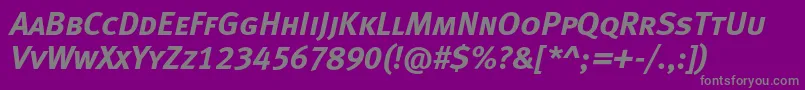 MetaboldcapslfcItalic-fontti – harmaat kirjasimet violetilla taustalla