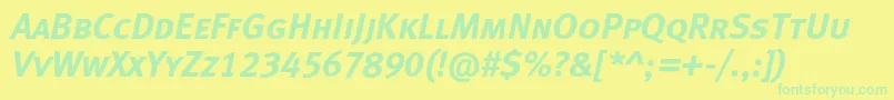 MetaboldcapslfcItalic Font – Green Fonts on Yellow Background