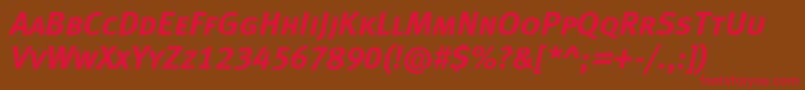 MetaboldcapslfcItalic Font – Red Fonts on Brown Background
