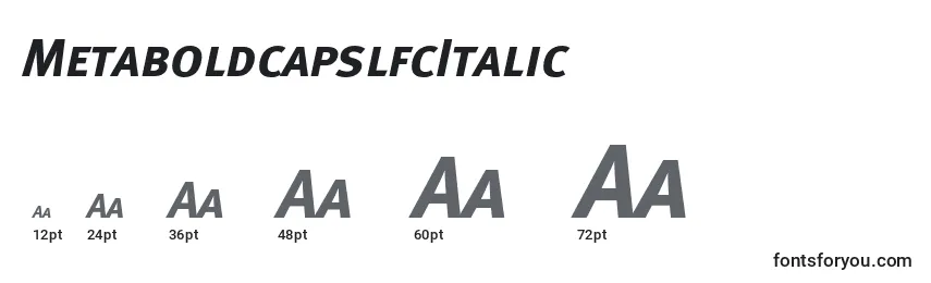 Размеры шрифта MetaboldcapslfcItalic