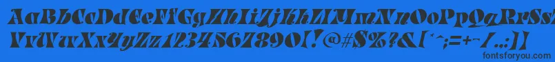 Fonte ParadeItalic – fontes pretas em um fundo azul