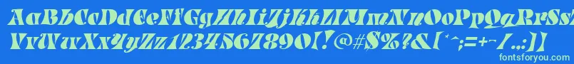 Fonte ParadeItalic – fontes verdes em um fundo azul