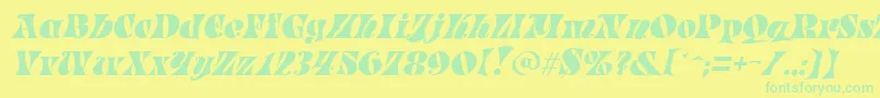 フォントParadeItalic – 黄色い背景に緑の文字