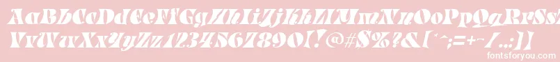 Fonte ParadeItalic – fontes brancas em um fundo rosa