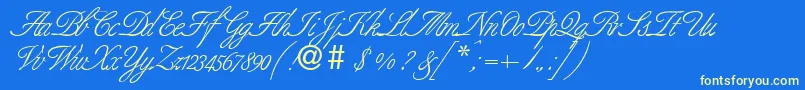 BestdbNormal-Schriftart – Gelbe Schriften auf blauem Hintergrund