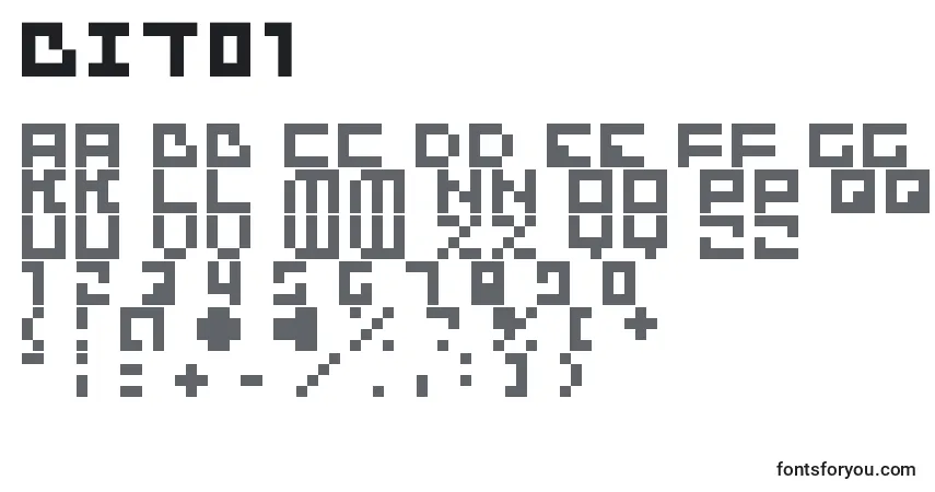 A fonte Bit01 – alfabeto, números, caracteres especiais