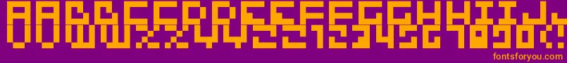 Bit01-Schriftart – Orangefarbene Schriften auf violettem Hintergrund