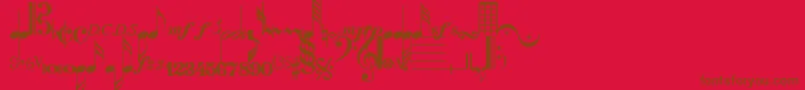 ComposerRegular-Schriftart – Braune Schriften auf rotem Hintergrund