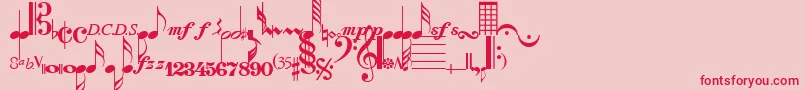 Fonte ComposerRegular – fontes vermelhas em um fundo rosa