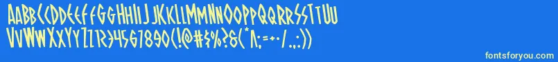 Ohmightyisisrotate Font – Yellow Fonts on Blue Background