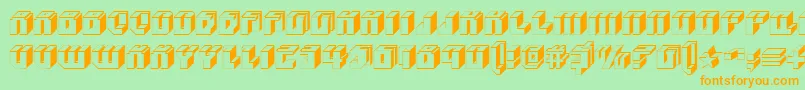 フォントBlockup – オレンジの文字が緑の背景にあります。