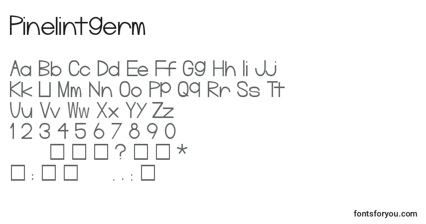 A fonte Pinelintgerm – alfabeto, números, caracteres especiais
