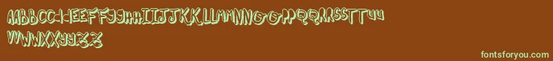 OhMyOhLaLaYeah2-fontti – vihreät fontit ruskealla taustalla