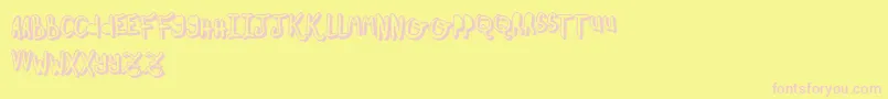OhMyOhLaLaYeah2-fontti – vaaleanpunaiset fontit keltaisella taustalla