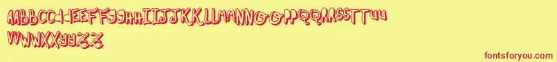 OhMyOhLaLaYeah2-Schriftart – Rote Schriften auf gelbem Hintergrund