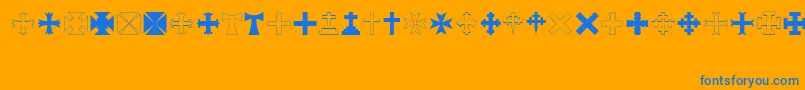 RtaCross-Schriftart – Blaue Schriften auf orangefarbenem Hintergrund