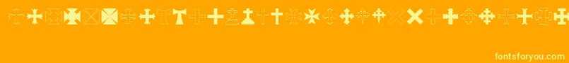 RtaCross-Schriftart – Gelbe Schriften auf orangefarbenem Hintergrund