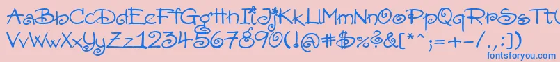 Amorectt-Schriftart – Blaue Schriften auf rosa Hintergrund