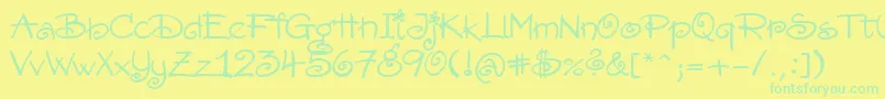 Fonte Amorectt – fontes verdes em um fundo amarelo