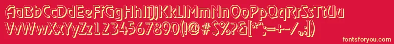 OnstageshadowRegular Font – Yellow Fonts on Red Background