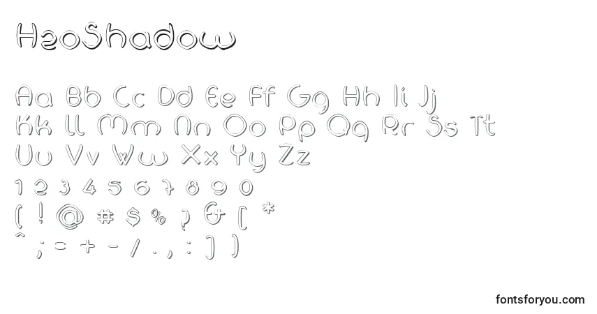 A fonte H2oShadow – alfabeto, números, caracteres especiais