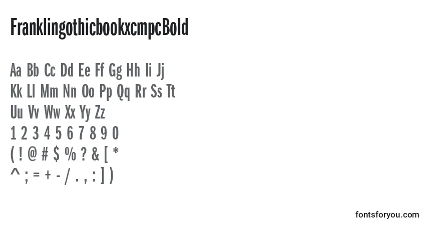 A fonte FranklingothicbookxcmpcBold – alfabeto, números, caracteres especiais