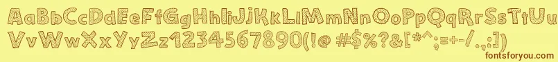 StefanieDots-fontti – ruskeat fontit keltaisella taustalla