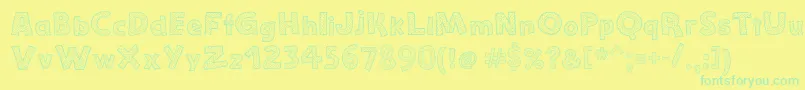 フォントStefanieDots – 黄色い背景に緑の文字