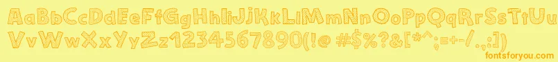 StefanieDots-fontti – oranssit fontit keltaisella taustalla