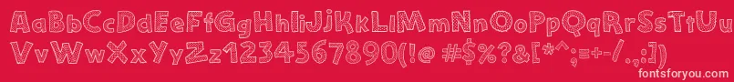 StefanieDots-fontti – vaaleanpunaiset fontit punaisella taustalla