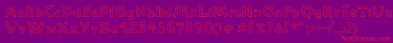 StefanieDots-Schriftart – Rote Schriften auf violettem Hintergrund