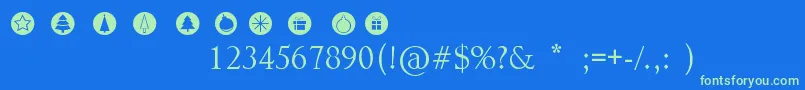 ChristmasGo-fontti – vihreät fontit sinisellä taustalla
