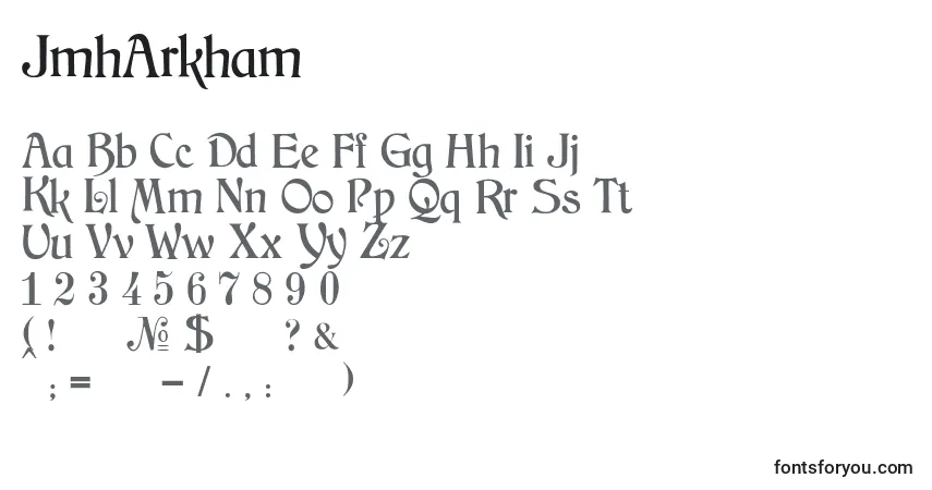 Schriftart JmhArkham – Alphabet, Zahlen, spezielle Symbole