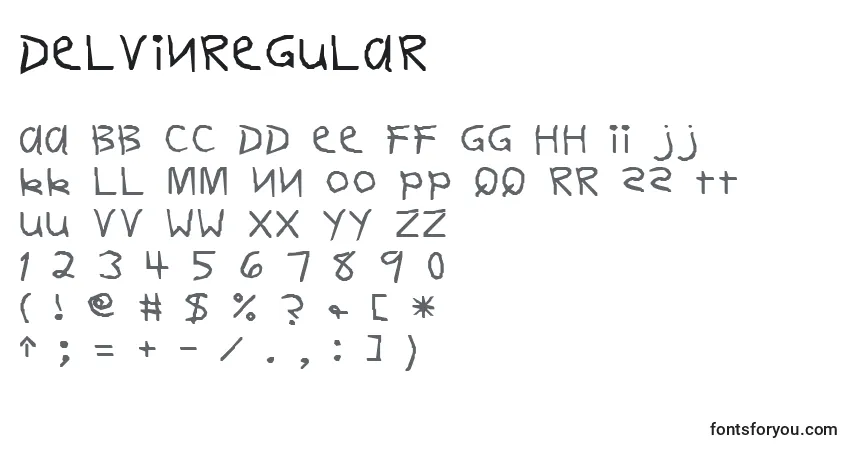 Czcionka DelvinRegular – alfabet, cyfry, specjalne znaki