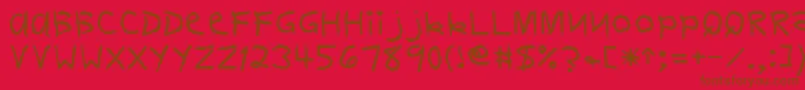 フォントDelvinRegular – 赤い背景に茶色の文字