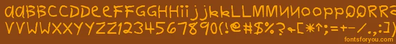 フォントDelvinRegular – オレンジ色の文字が茶色の背景にあります。