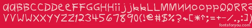 DelvinRegular-Schriftart – Rosa Schriften auf rotem Hintergrund