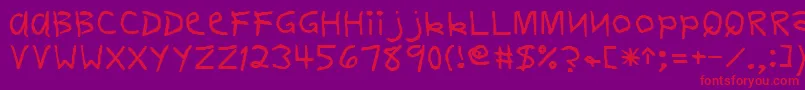 フォントDelvinRegular – 紫の背景に赤い文字