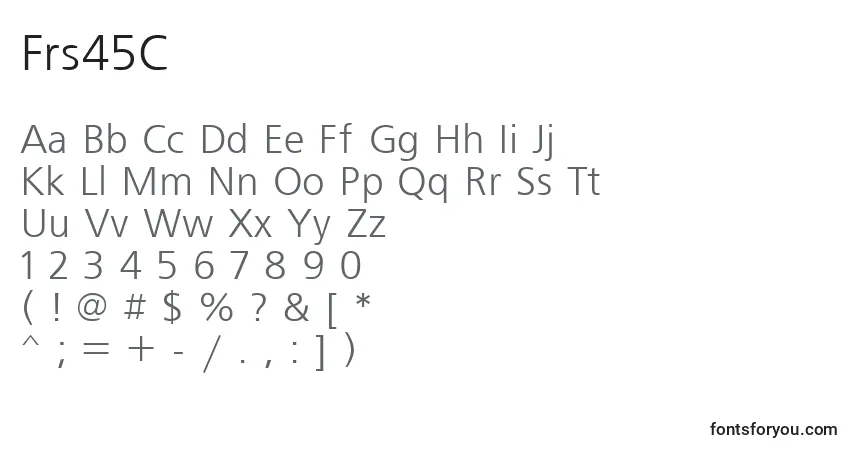 A fonte Frs45C – alfabeto, números, caracteres especiais