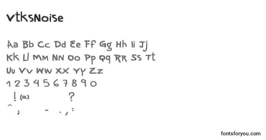 Czcionka VtksNoise – alfabet, cyfry, specjalne znaki