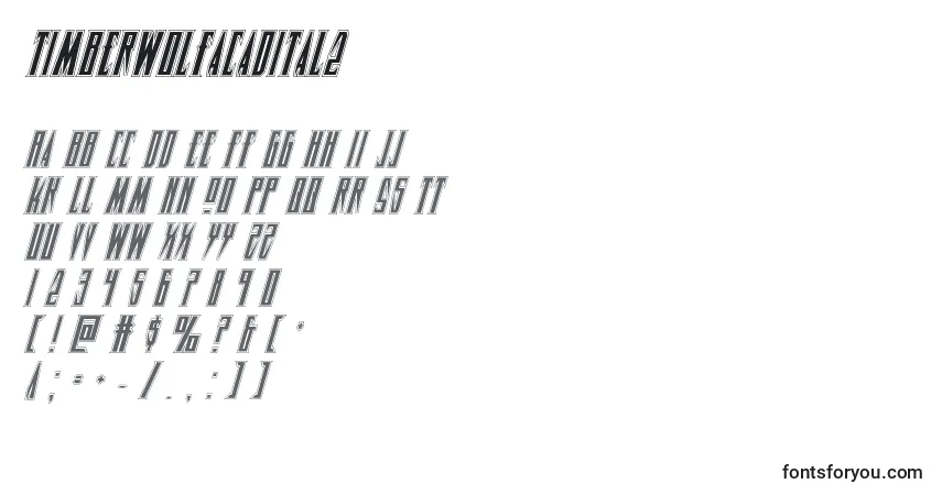 A fonte Timberwolfacadital2 – alfabeto, números, caracteres especiais