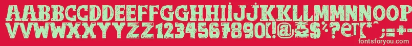 フォントOutOfTune – 赤い背景に緑の文字