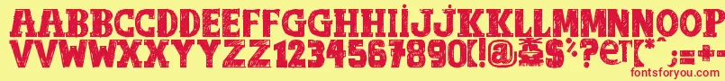 OutOfTune Font – Red Fonts on Yellow Background