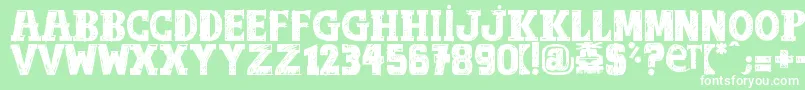 OutOfTune-Schriftart – Weiße Schriften auf grünem Hintergrund