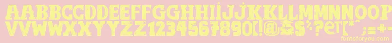 OutOfTune-Schriftart – Gelbe Schriften auf rosa Hintergrund