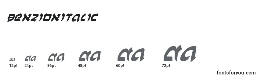 Размеры шрифта BenZionItalic