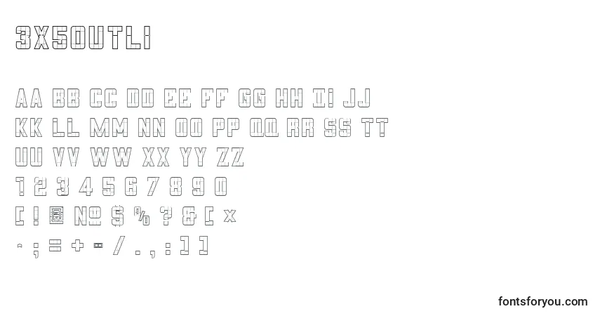 Schriftart 3x5outli – Alphabet, Zahlen, spezielle Symbole