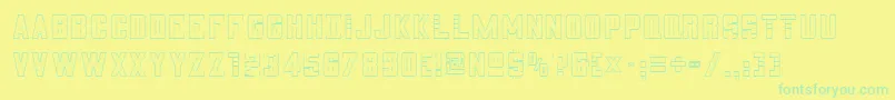 3x5outliフォントについての詳細 フォント3x5outli – 黄色い背景に緑の文字