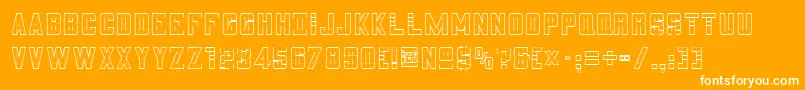 3x5outli-Schriftart – Weiße Schriften auf orangefarbenem Hintergrund